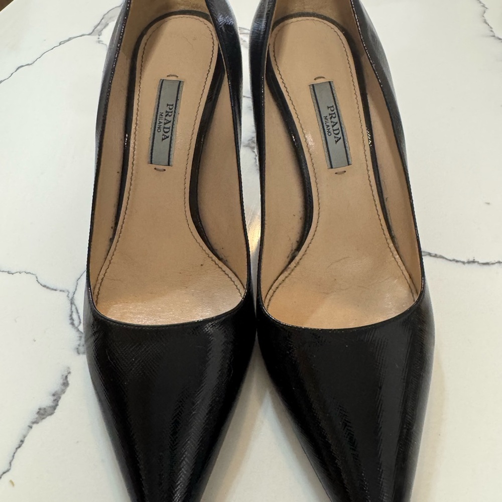 Prada Black Leather Heels